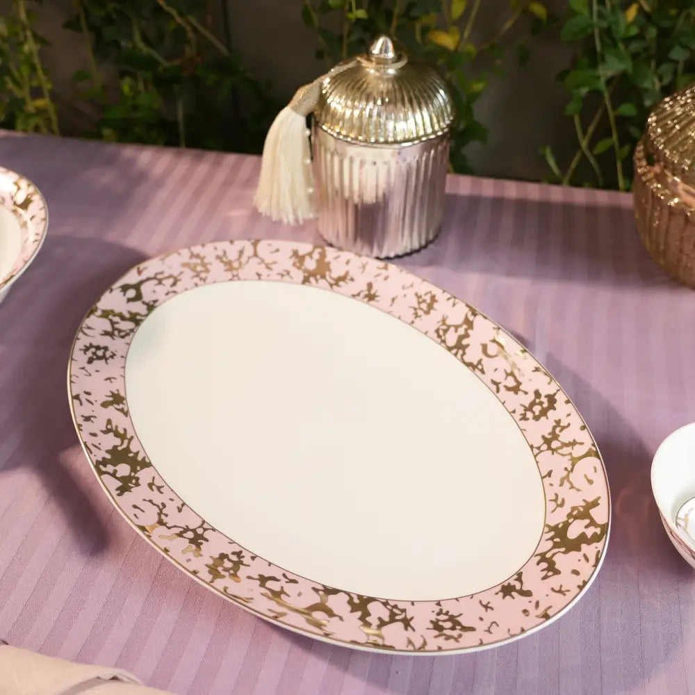 White Primum Deign Dinner Set with Golden Coating - 48 PCS - Dinner set