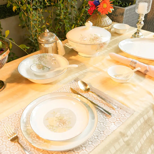 Celeste Bloom Dinner Set – 35 & 48-Piece Elegant Floral Collection - Dinner set