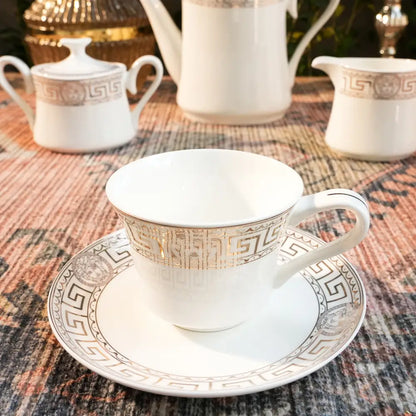 Primum Tea Cup with Golden Coating – Royal Elegance for Tea Time - Cup Saucer