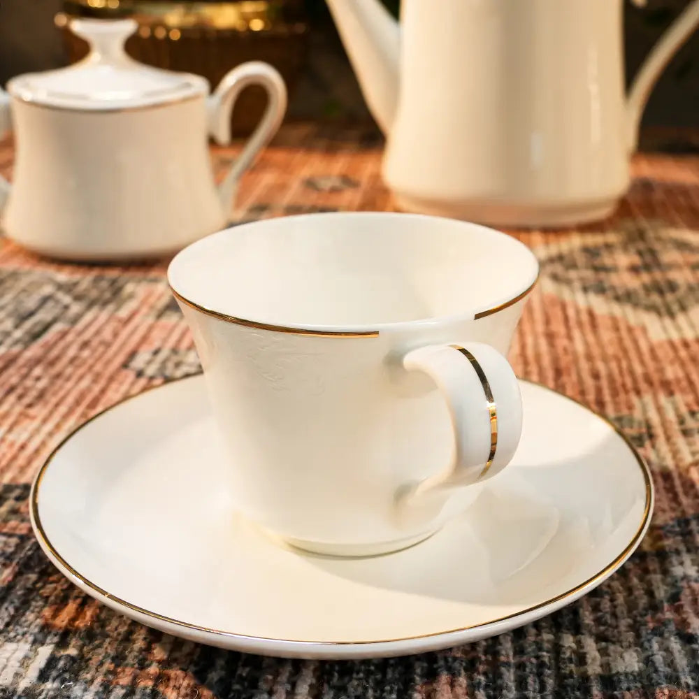 Royal White Cup & Saucer Set – Unique & Elegant Design for a Luxurious Experience - Cup Saucer